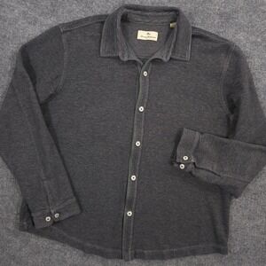 Tommy Bahama Over Shirt Mens L Dark Gray Heather Long Sleeve Button Up Preppy